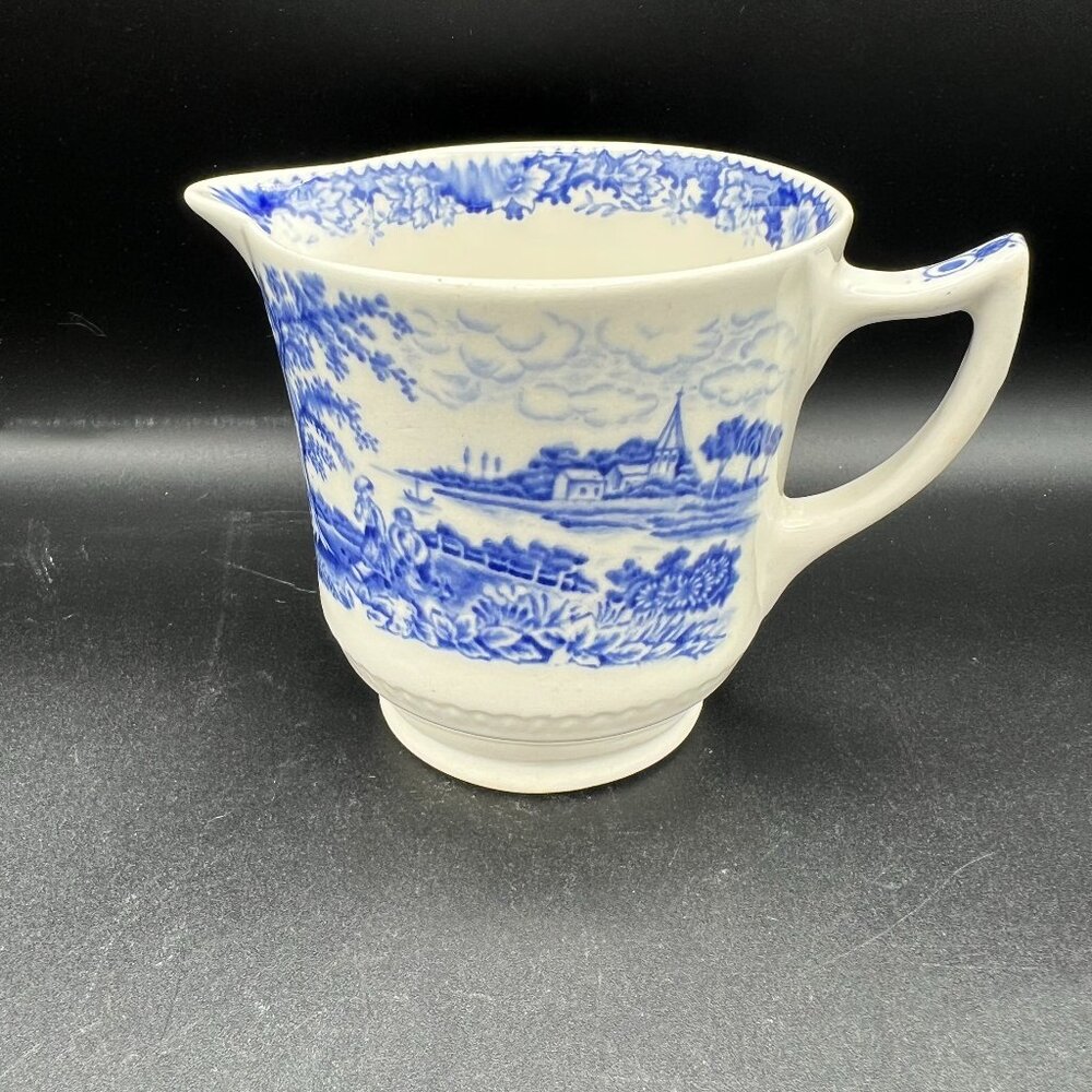 Vintage 1950s Swinnertons Staffordshire Silverdale Blue and White Creamer Pitche